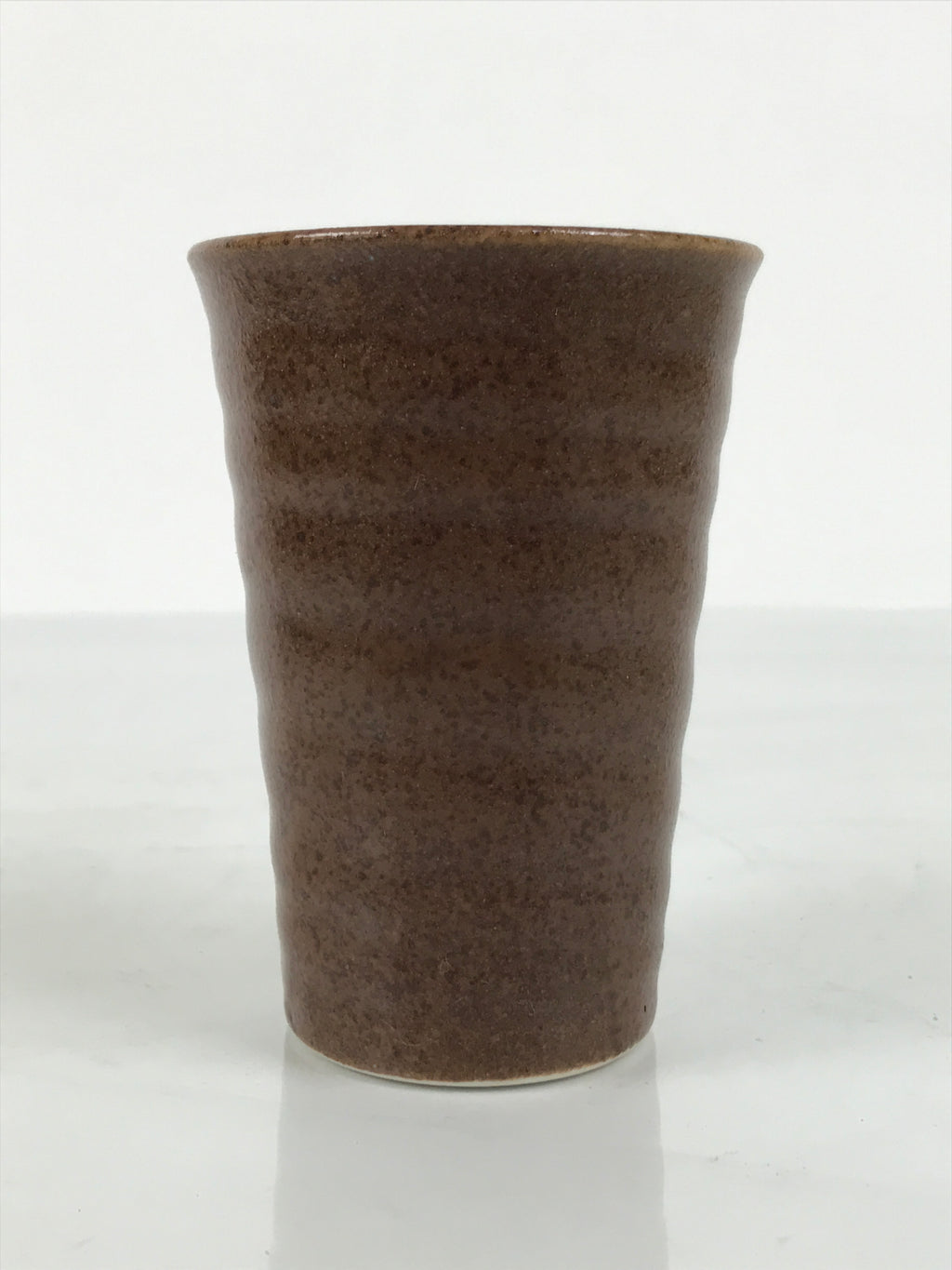 Japanese Ceramic Tall Sake Cup Vtg Pottery Guinomi Ochoko Textured Brown TC628-KT - Sake Cup-chidorivintage.com