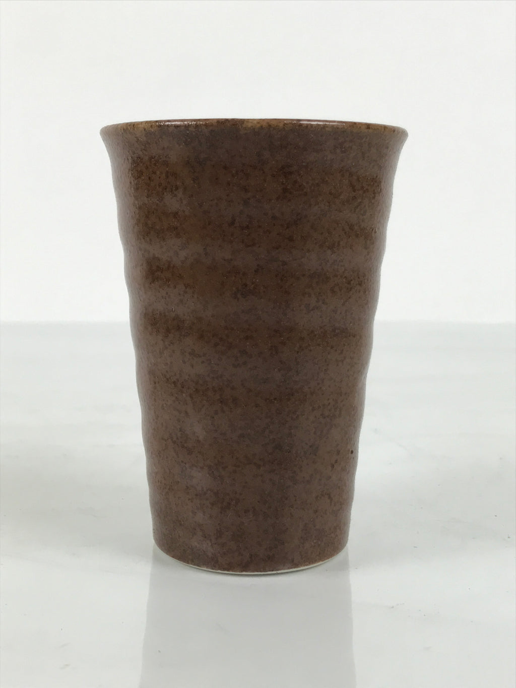 Japanese Ceramic Tall Sake Cup Vtg Pottery Guinomi Ochoko Textured Brown TC628-KT - Sake Cup-chidorivintage.com