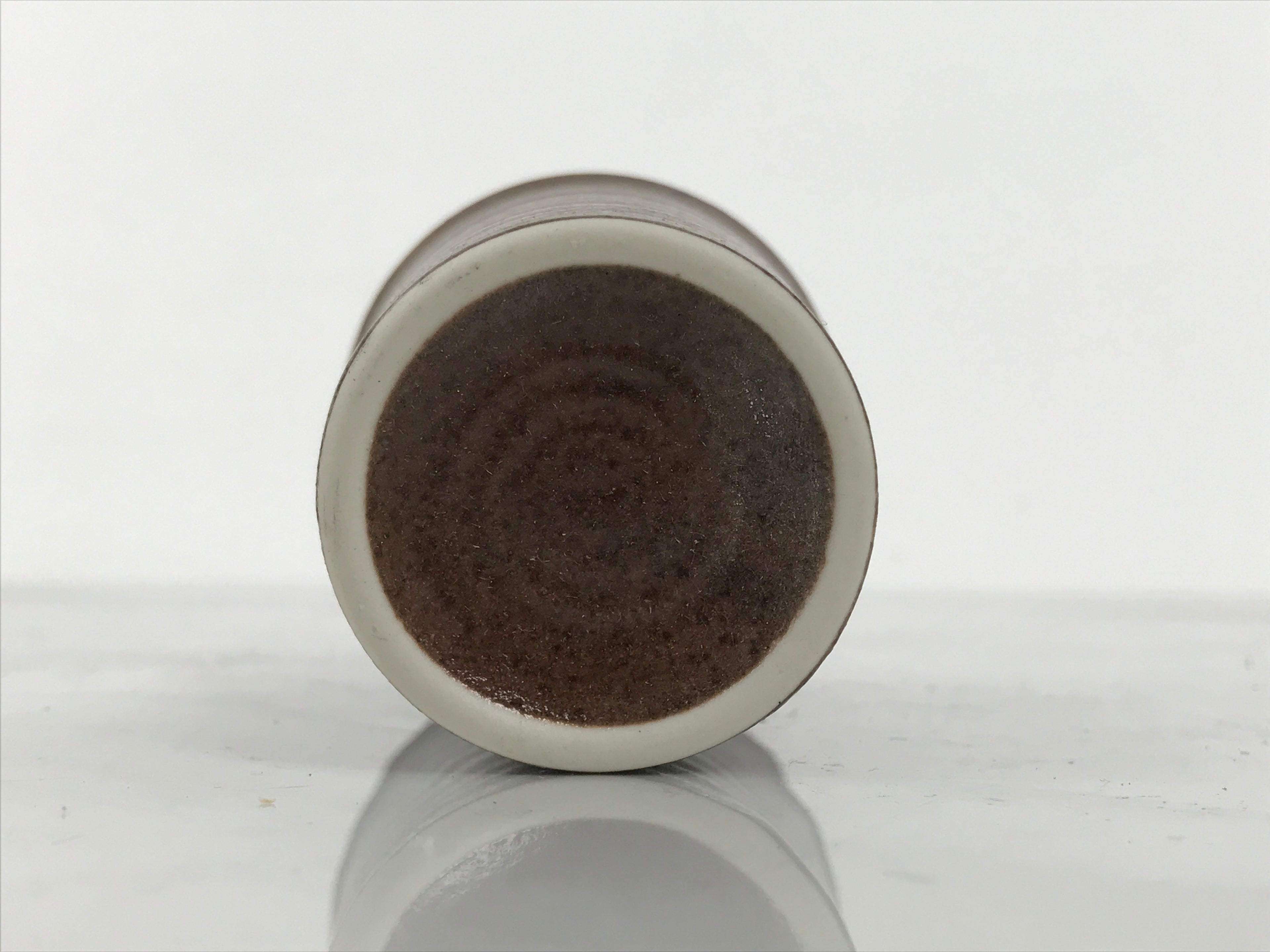 Japanese Ceramic Tall Sake Cup Vtg Pottery Guinomi Ochoko Textured Brown TC628-KT - Sake Cup-chidorivintage.com