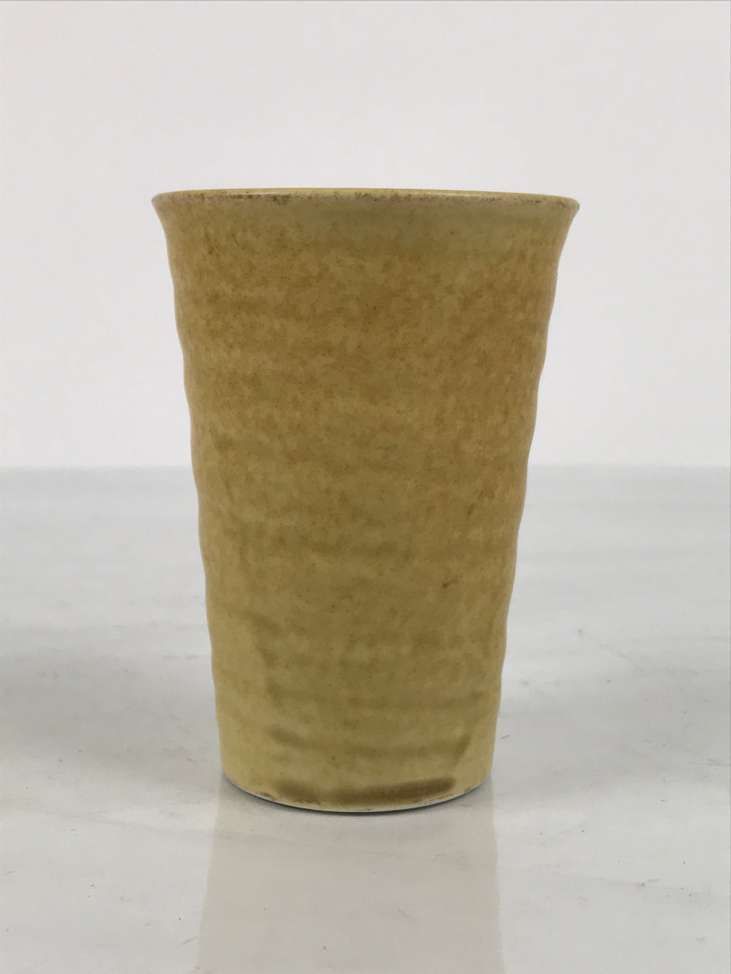 Japanese Ceramic Tall Sake Cup Vtg Pottery Guinomi Ochoko Textured Beige TC629-KT - Sake Cup-chidorivintage.com