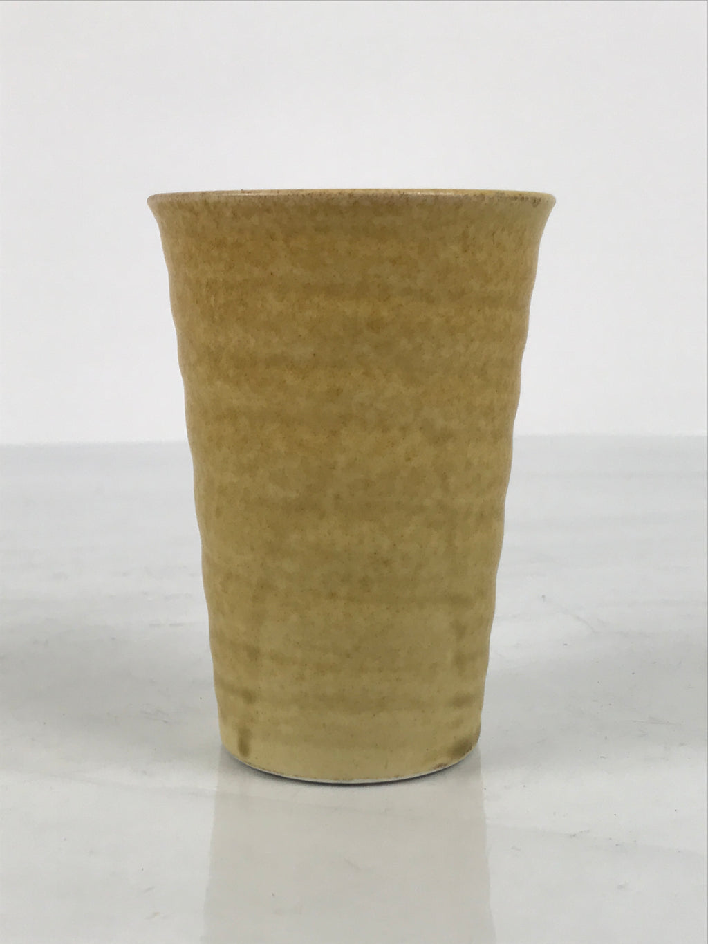 Japanese Ceramic Tall Sake Cup Vtg Pottery Guinomi Ochoko Textured Beige TC629-KT - Sake Cup-chidorivintage.com