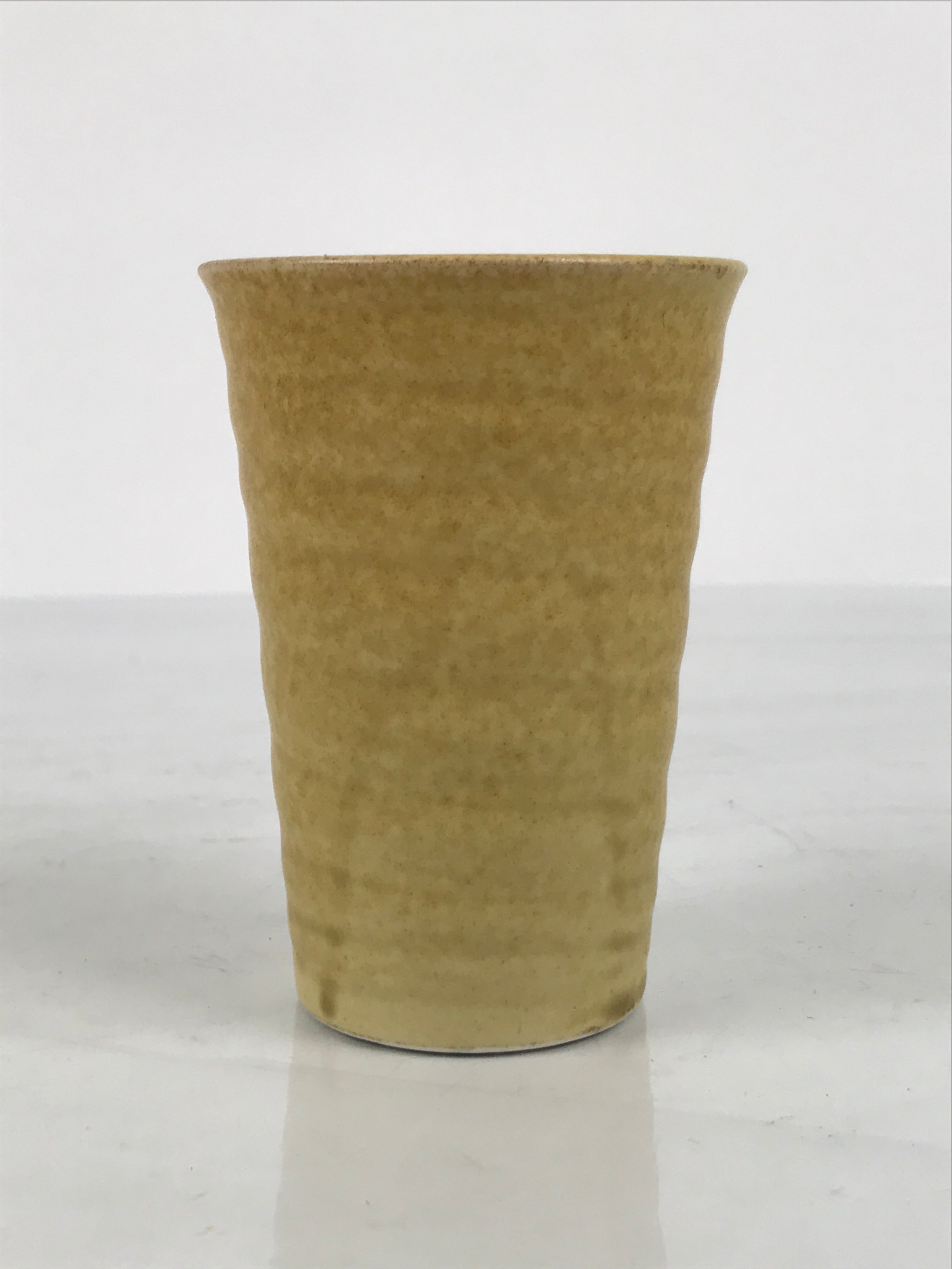 Japanese Ceramic Tall Sake Cup Vtg Pottery Guinomi Ochoko Textured Beige TC629-KT - Sake Cup-chidorivintage.com