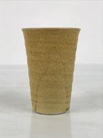 Japanese Ceramic Tall Sake Cup Vtg Pottery Guinomi Ochoko Textured Beige TC629-KT - Sake Cup-chidorivintage.com