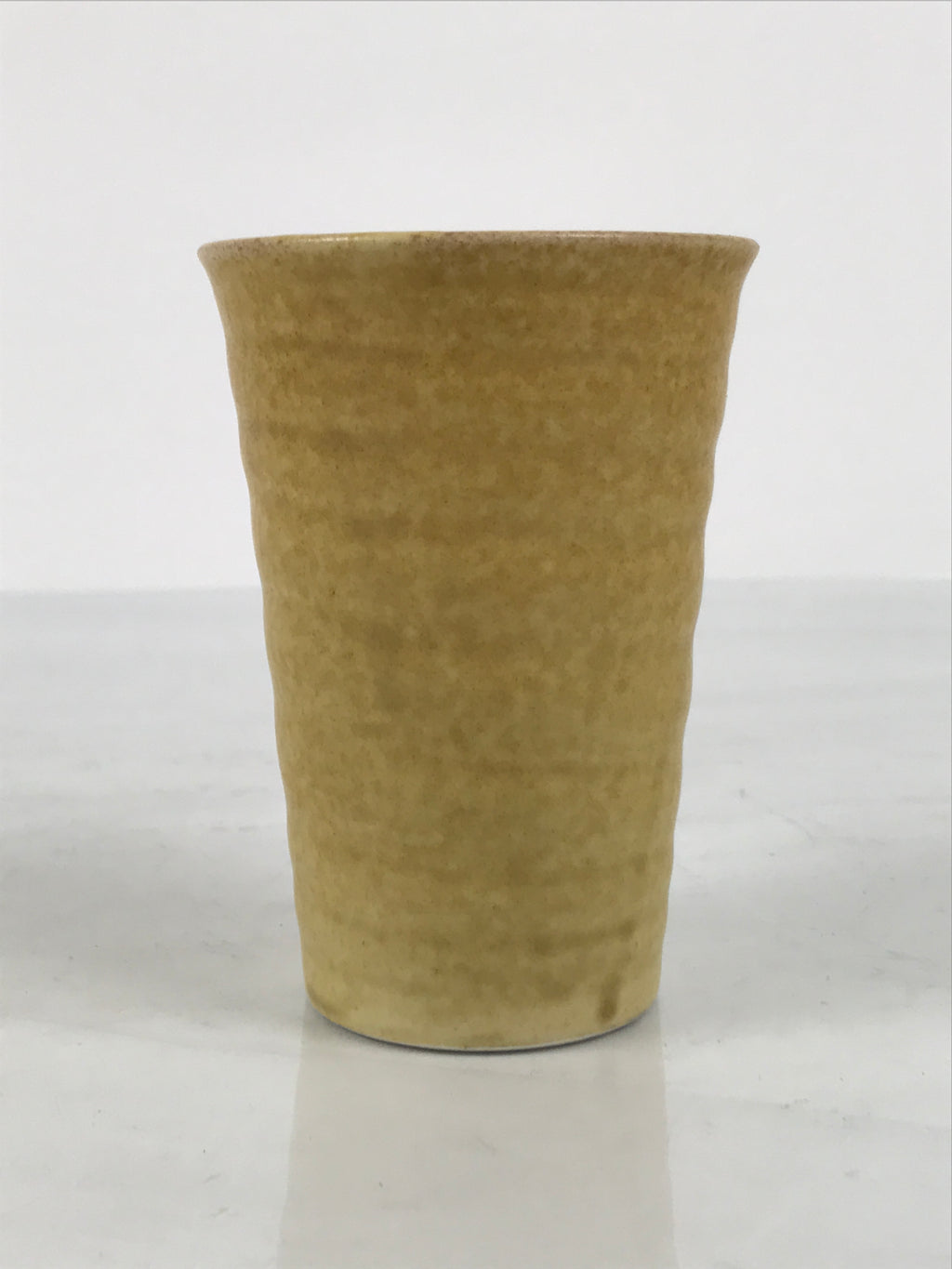Japanese Ceramic Tall Sake Cup Vtg Pottery Guinomi Ochoko Textured Beige TC629-KT - Sake Cup-chidorivintage.com