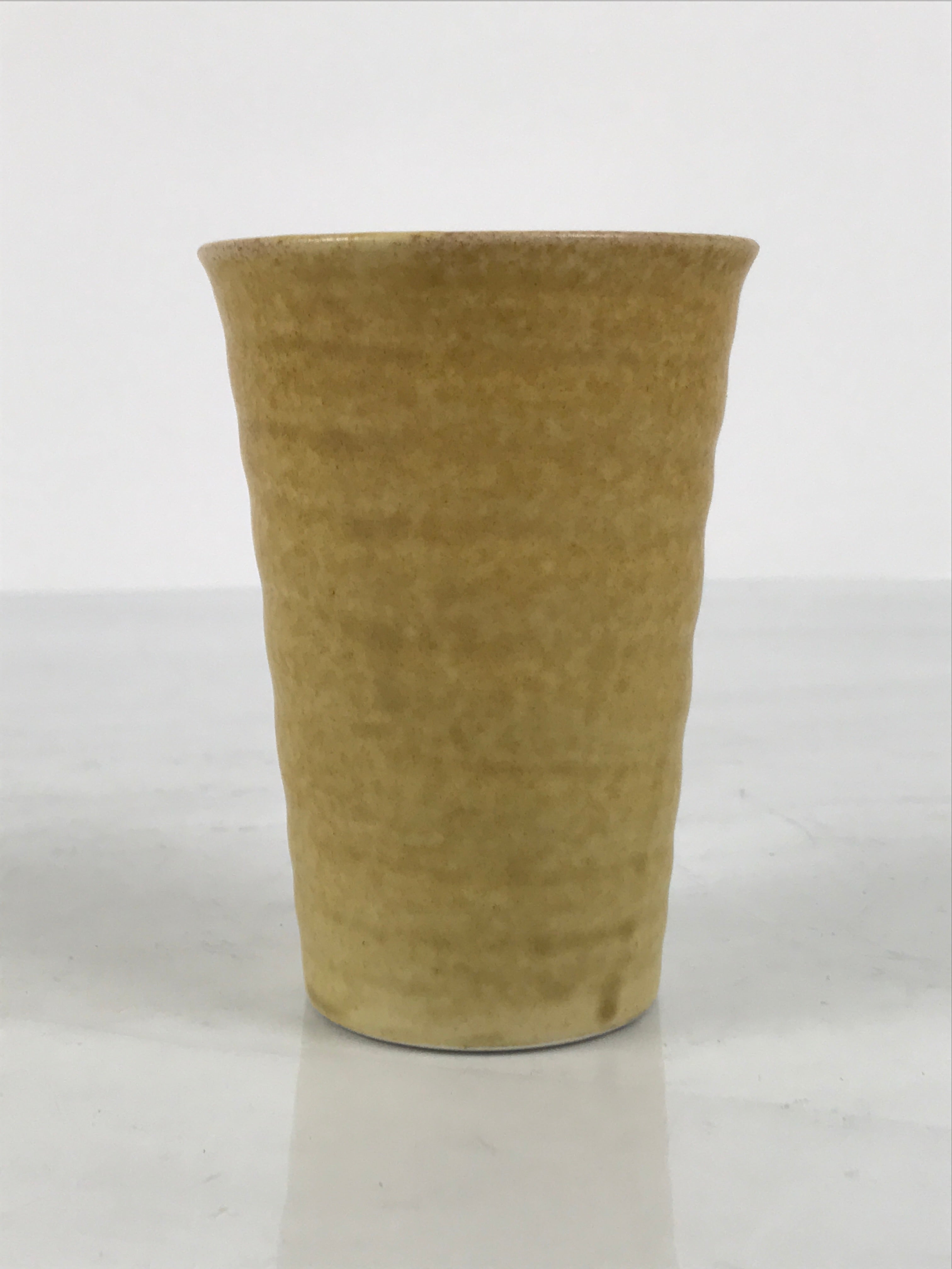 Japanese Ceramic Tall Sake Cup Vtg Pottery Guinomi Ochoko Textured Beige TC629-KT - Sake Cup-chidorivintage.com