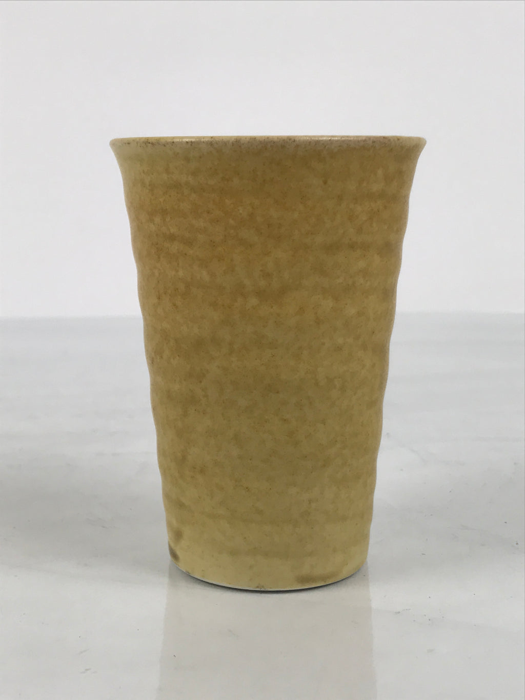 Japanese Ceramic Tall Sake Cup Vtg Pottery Guinomi Ochoko Textured Beige TC629-KT - Sake Cup-chidorivintage.com