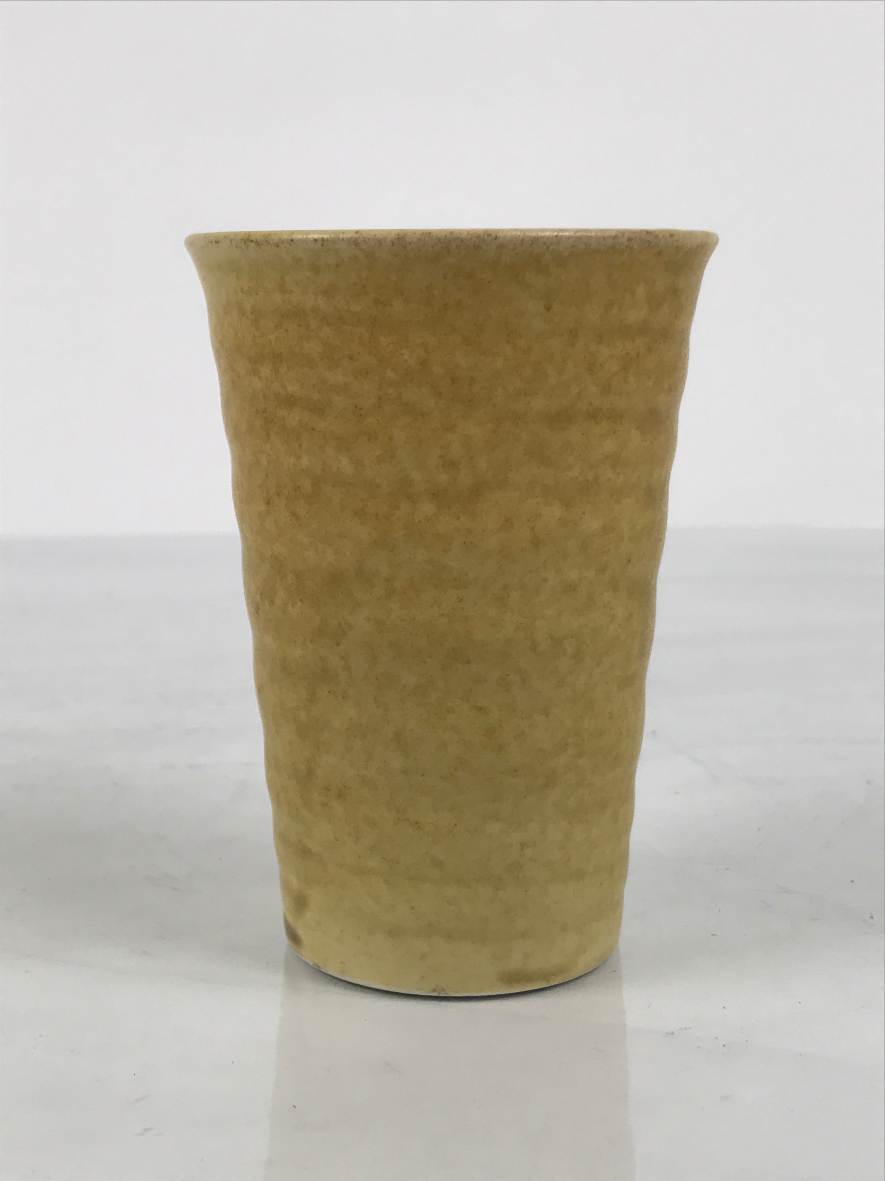 Japanese Ceramic Tall Sake Cup Vtg Pottery Guinomi Ochoko Textured Beige TC629-KT - Sake Cup-chidorivintage.com