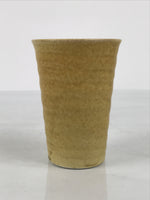 Japanese Ceramic Tall Sake Cup Vtg Pottery Guinomi Ochoko Textured Beige TC629-KT - Sake Cup-chidorivintage.com