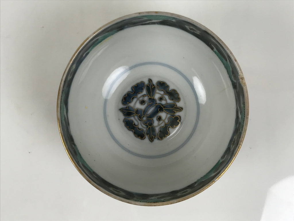 Antique Japanese Porcelain Lidded Bowl Owan Red Gold Green Blue Peacock Y622-KT - Bowl-chidorivintage.com