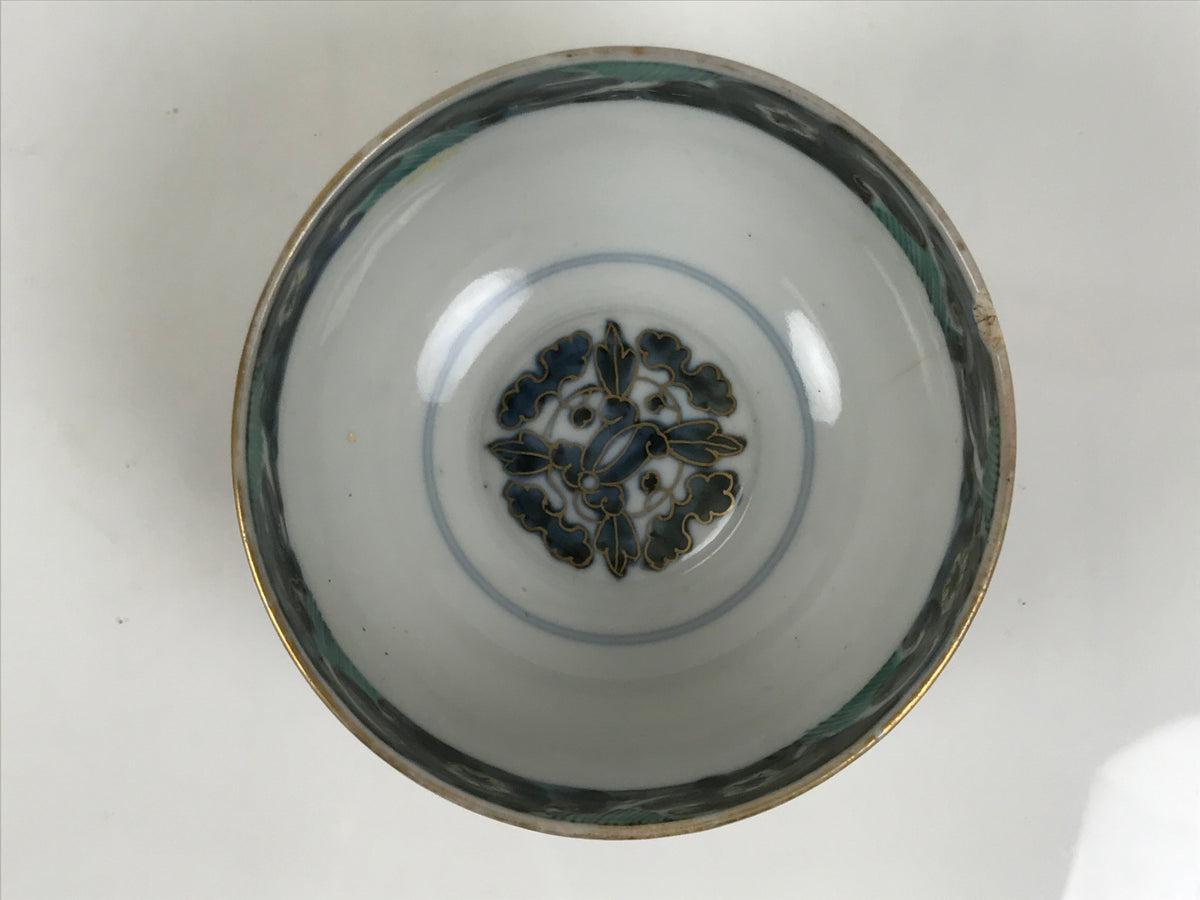 Antique Japanese Porcelain Lidded Bowl Owan Red Gold Green Blue Peacock Y622-KT - Bowl-chidorivintage.com