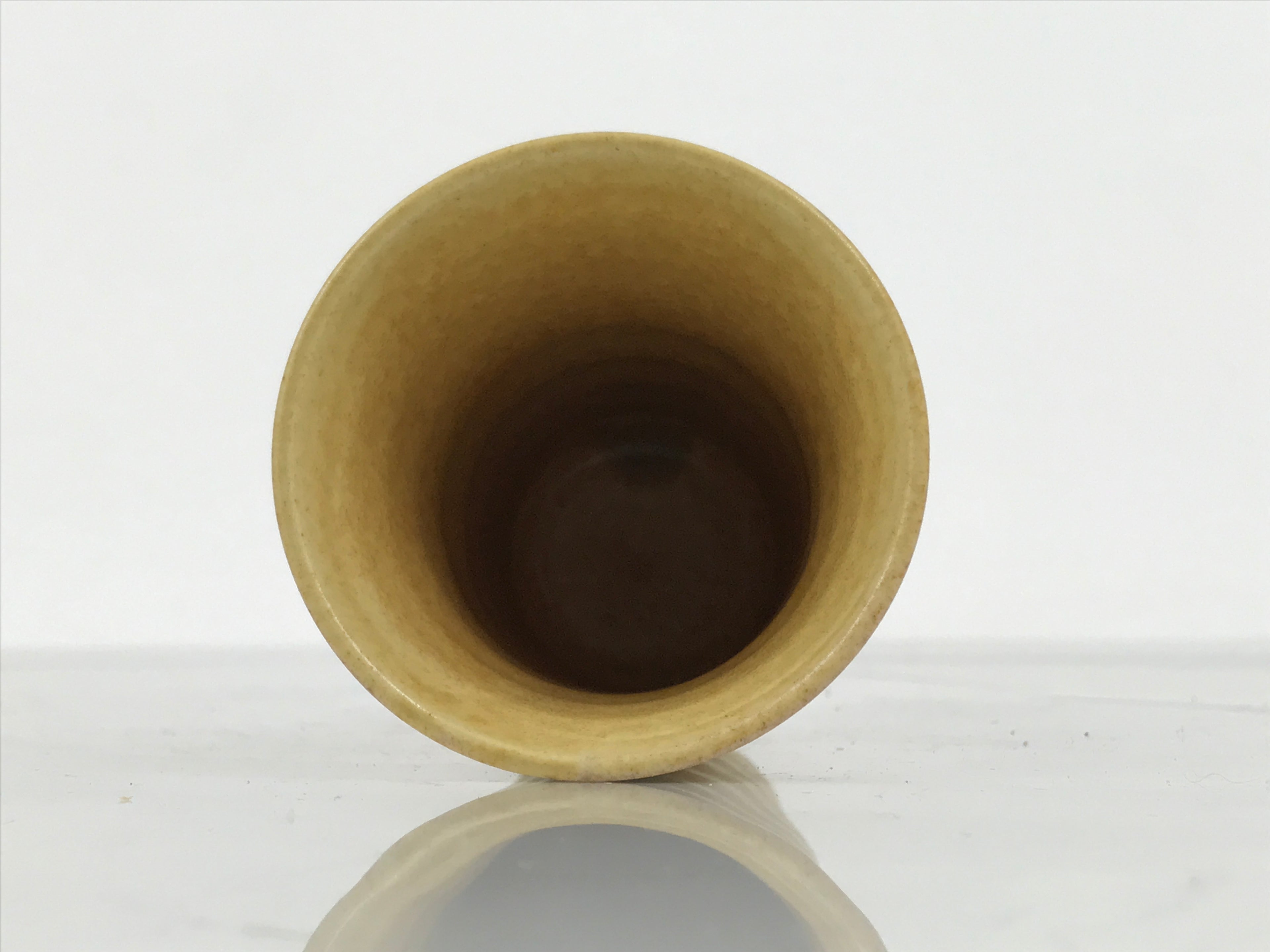 Japanese Ceramic Tall Sake Cup Vtg Pottery Guinomi Ochoko Textured Beige TC629-KT - Sake Cup-chidorivintage.com