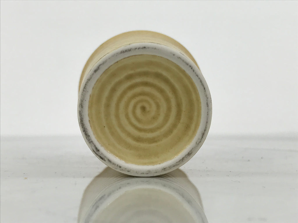 Japanese Ceramic Tall Sake Cup Vtg Pottery Guinomi Ochoko Textured Beige TC629-KT - Sake Cup-chidorivintage.com