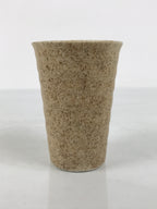Japanese Ceramic Tall Sake Cup Vtg Pottery Guinomi Ochoko Mottled Beige TC630-KT - Sake Cup-chidorivintage.com