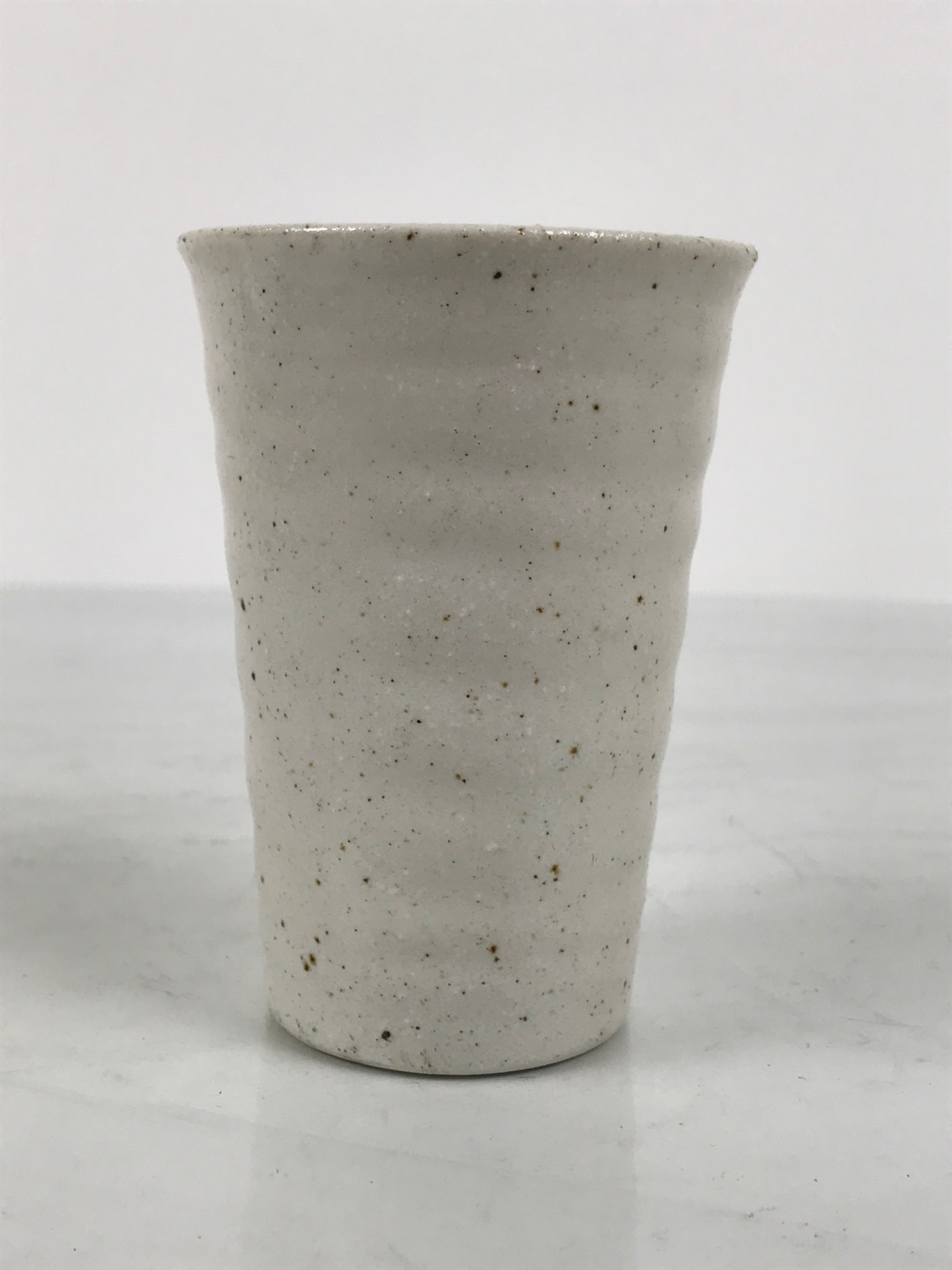 Japanese Ceramic Tall Sake Cup Vtg Pottery Guinomi Ochoko White Dots TC631-KT - Sake Cup-chidorivintage.com