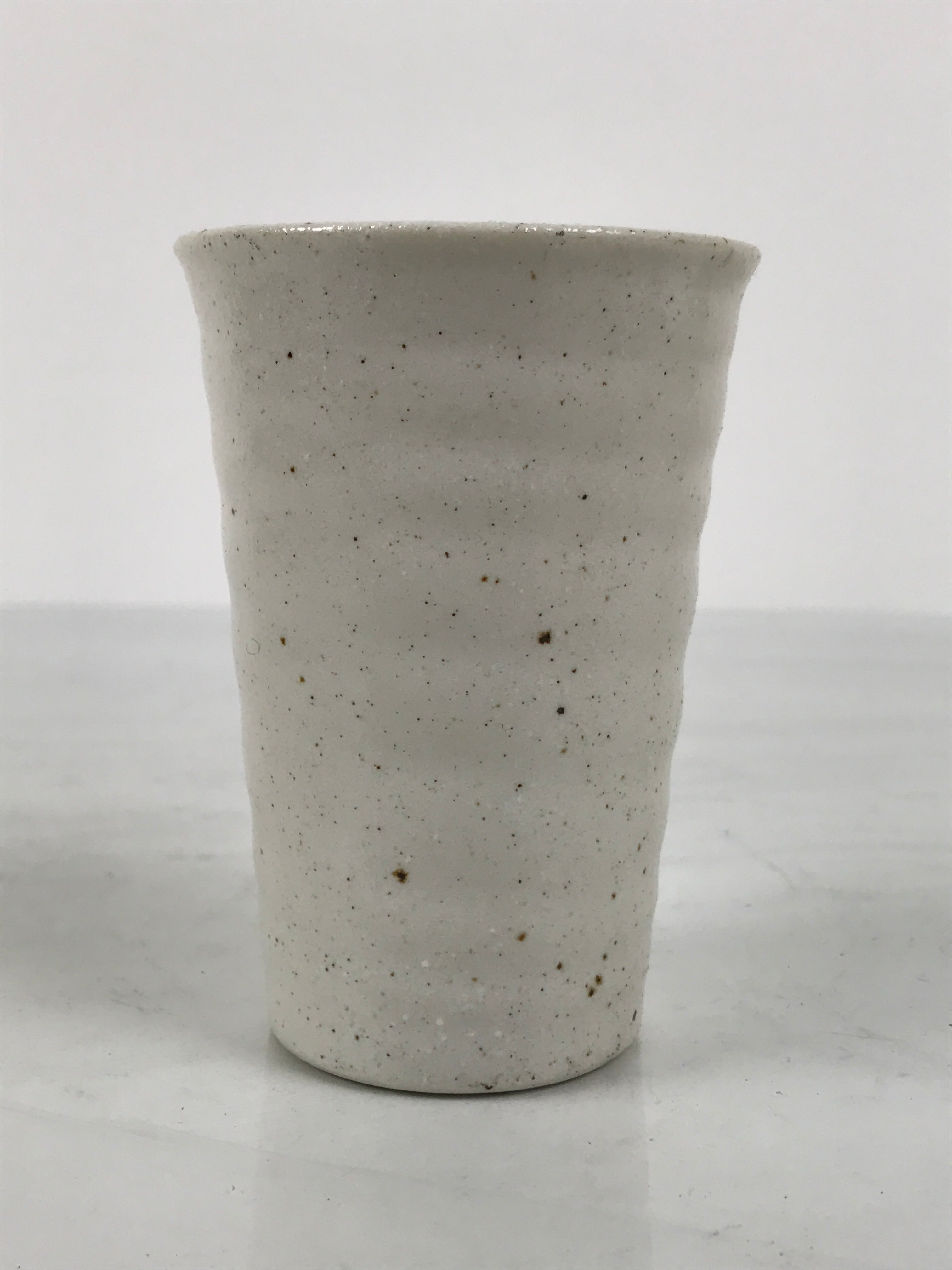 Japanese Ceramic Tall Sake Cup Vtg Pottery Guinomi Ochoko White Dots TC631-KT - Sake Cup-chidorivintage.com