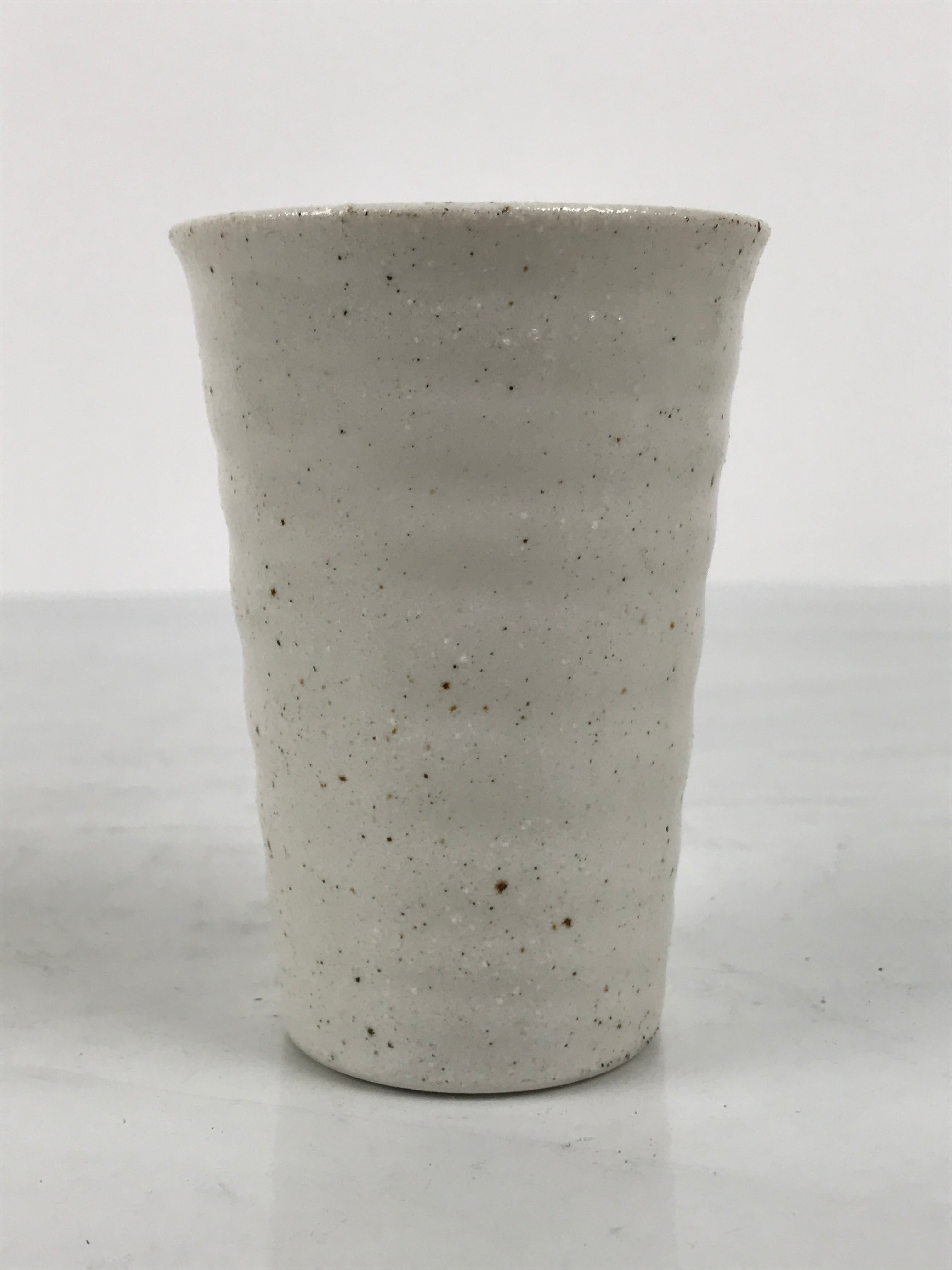 Japanese Ceramic Tall Sake Cup Vtg Pottery Guinomi Ochoko White Dots TC631-KT - Sake Cup-chidorivintage.com