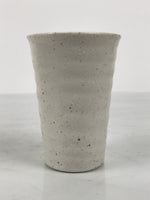 Japanese Ceramic Tall Sake Cup Vtg Pottery Guinomi Ochoko White Dots TC631-KT - Sake Cup-chidorivintage.com