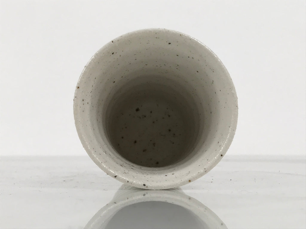 Japanese Ceramic Tall Sake Cup Vtg Pottery Guinomi Ochoko White Dots TC631-KT - Sake Cup-chidorivintage.com