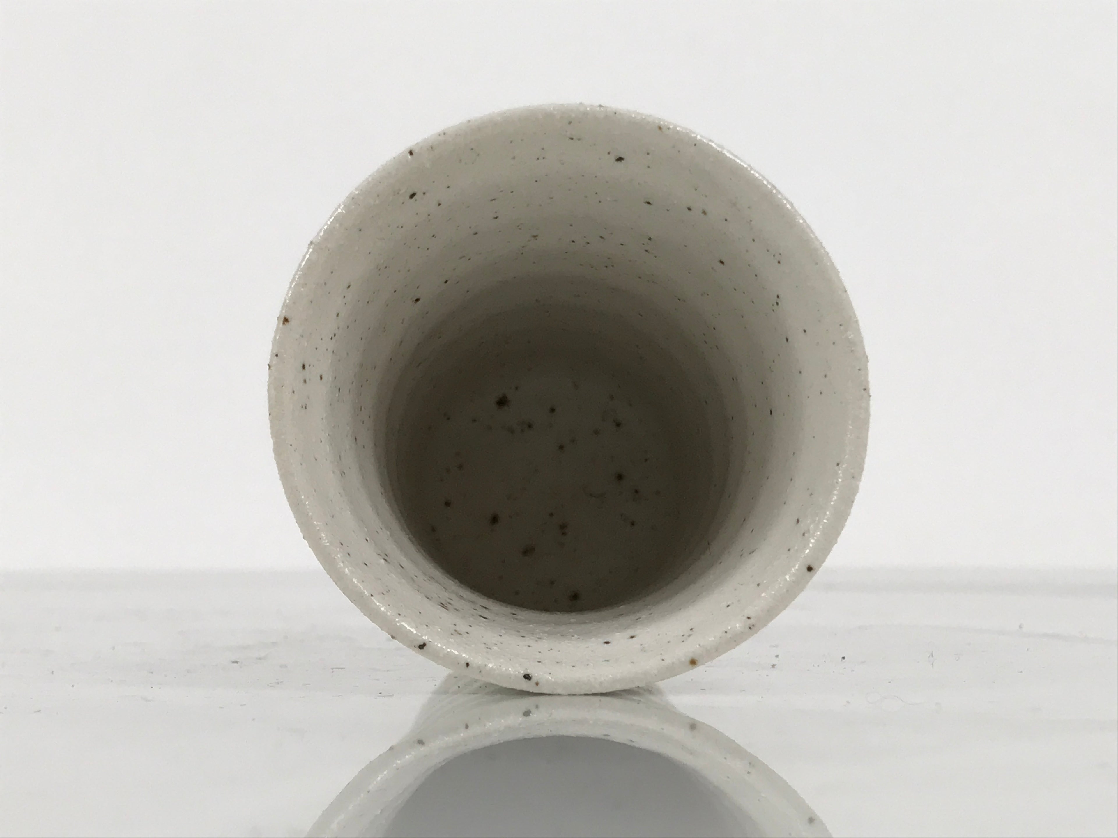 Japanese Ceramic Tall Sake Cup Vtg Pottery Guinomi Ochoko White Dots TC631-KT - Sake Cup-chidorivintage.com