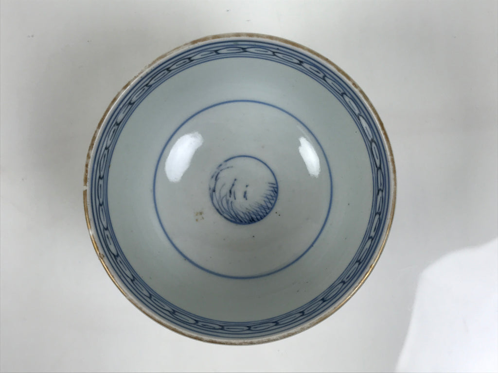 Japanese Porcelain Rice Bowl Chawan Vtg Owan White Blue Red Green Gold Y624-KT - Bowl-chidorivintage.com
