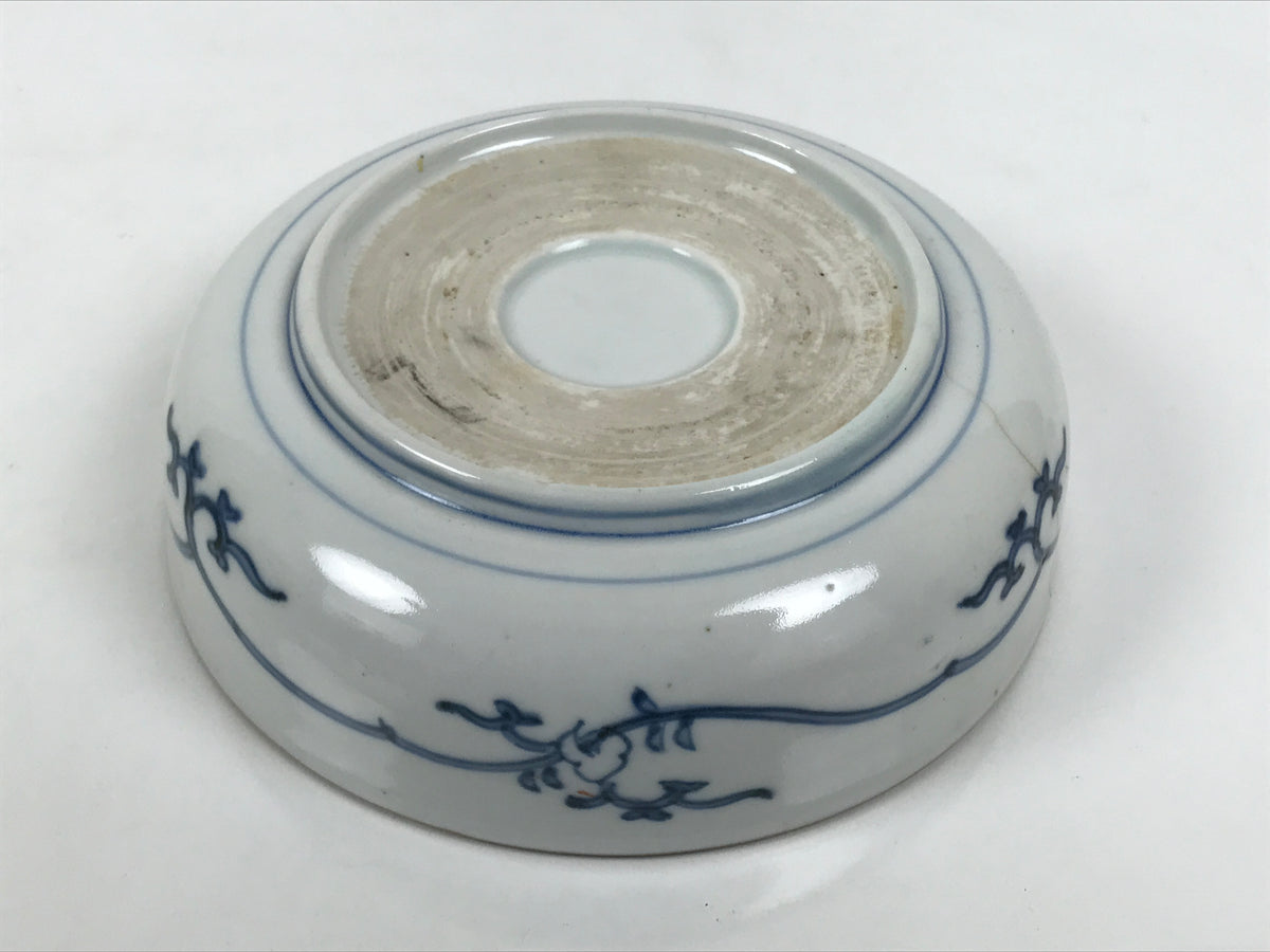 Japanese Porcelain Bowl Chubachi Vtg Side Dish White Blue Red Gold Leaf Y626-KT - Bowl-chidorivintage.com