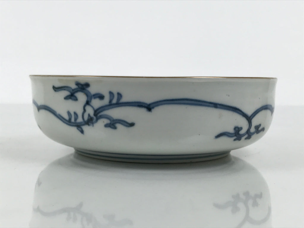Japanese Porcelain Bowl Chubachi Vtg Side Dish White Blue Red Gold Leaf Y626-KT - Bowl-chidorivintage.com