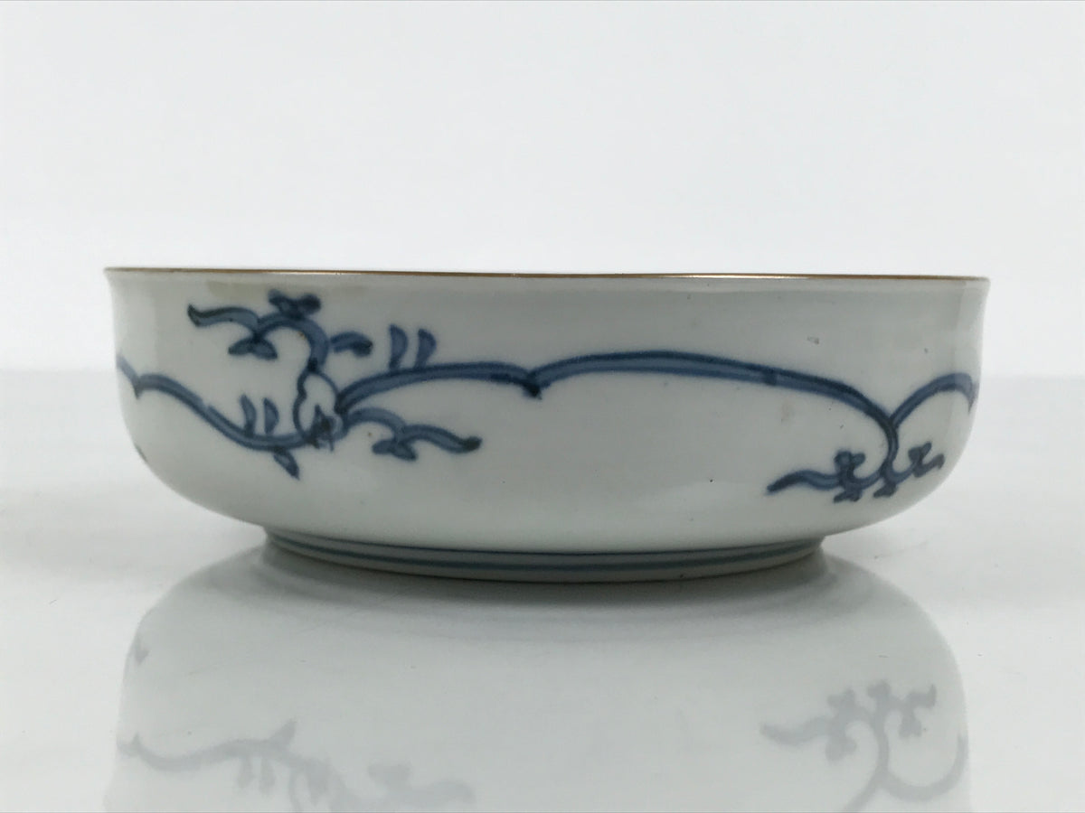 Japanese Porcelain Bowl Chubachi Vtg Side Dish White Blue Red Gold Leaf Y626-KT - Bowl-chidorivintage.com