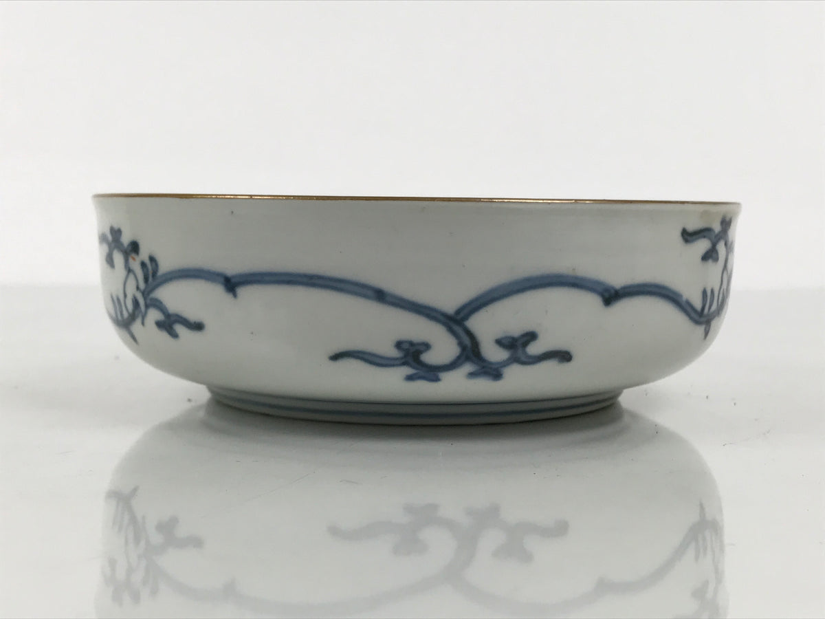 Japanese Porcelain Bowl Chubachi Vtg Side Dish White Blue Red Gold Leaf Y626-KT - Bowl-chidorivintage.com
