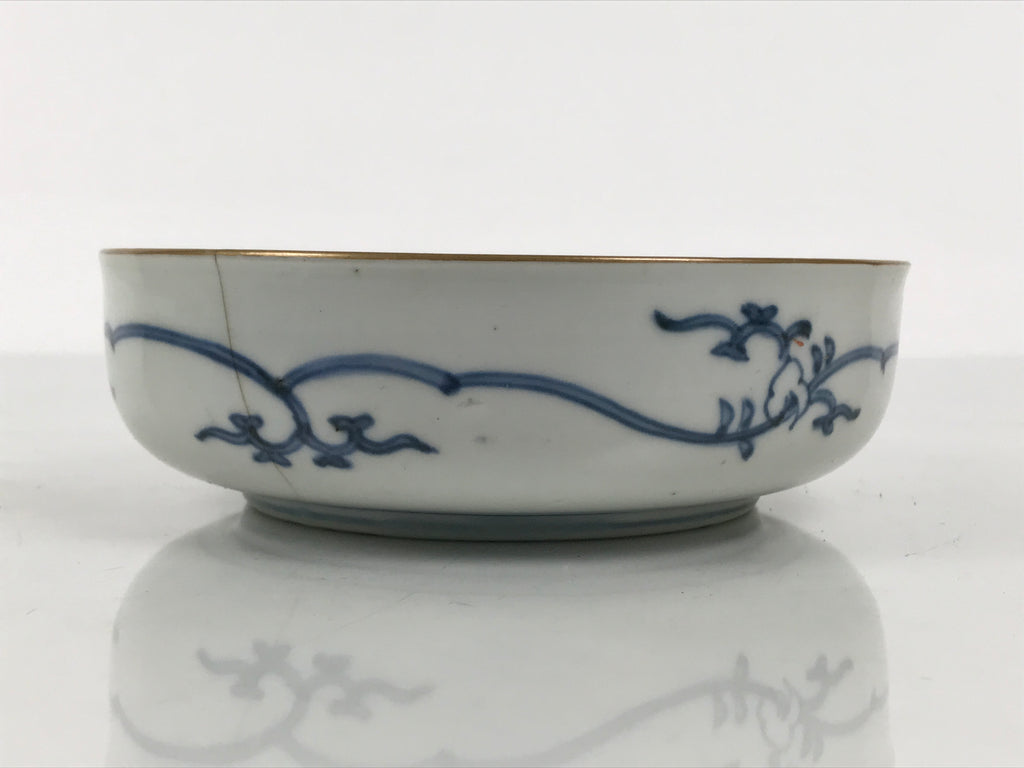 Japanese Porcelain Bowl Chubachi Vtg Side Dish White Blue Red Gold Leaf Y626-KT - Bowl-chidorivintage.com