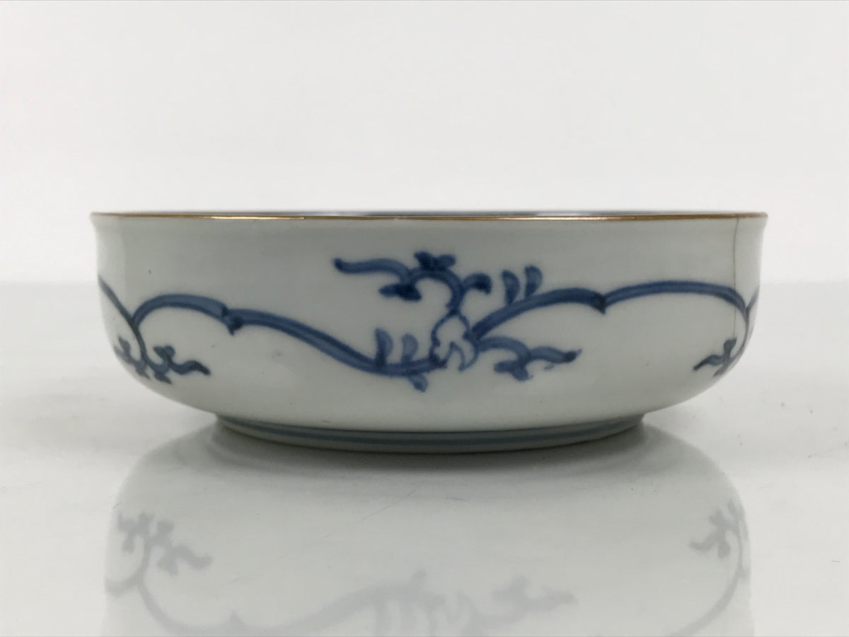 Japanese Porcelain Bowl Chubachi Vtg Side Dish White Blue Red Gold Leaf Y626-KT - Bowl-chidorivintage.com