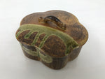 Japanese Oribe Ceramic Snack Bowl Lidded Kashiki Pottery Plum Blossom Brown Y582-KT - Bowl-chidorivintage.com