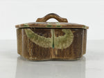 Japanese Oribe Ceramic Snack Bowl Lidded Kashiki Pottery Plum Blossom Brown Y582-KT - Bowl-chidorivintage.com