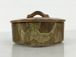 Japanese Oribe Ceramic Snack Bowl Lidded Kashiki Pottery Plum Blossom Brown Y582-KT - Bowl-chidorivintage.com