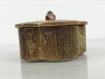Japanese Oribe Ceramic Snack Bowl Lidded Kashiki Pottery Plum Blossom Brown Y582-KT - Bowl-chidorivintage.com