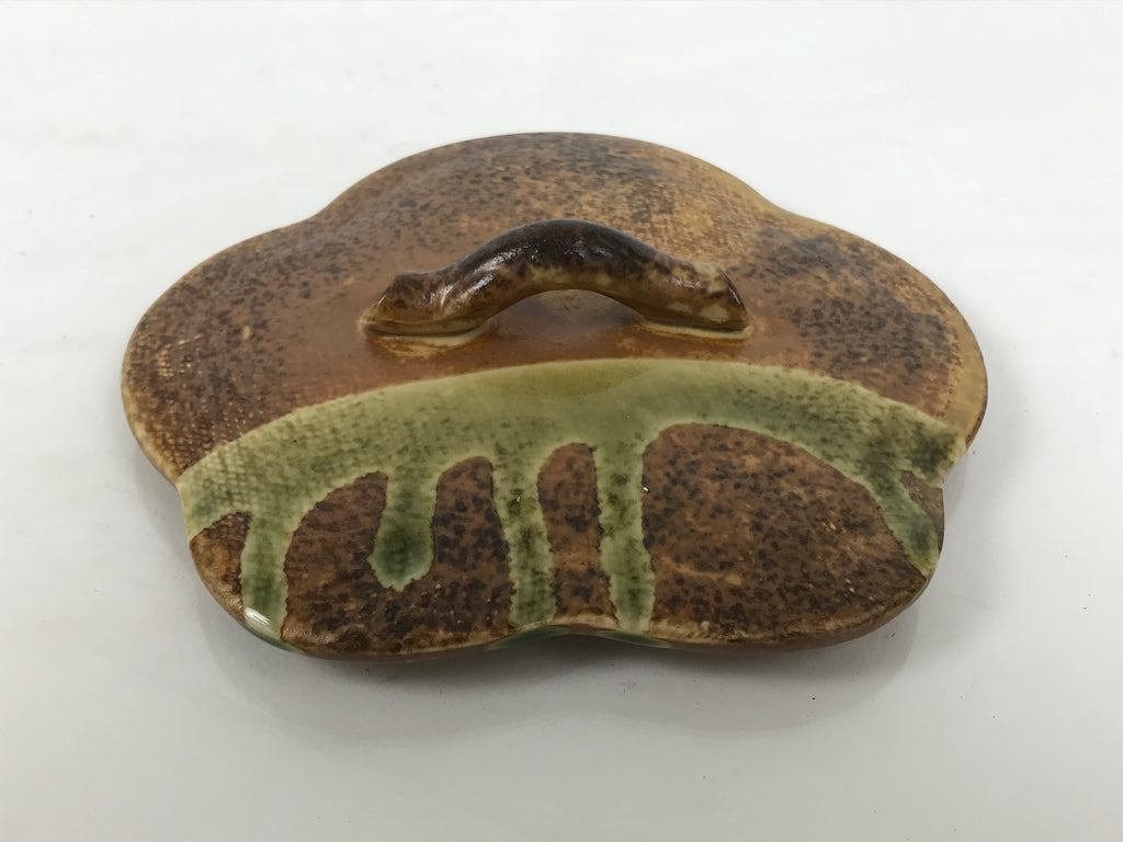 Japanese Oribe Ceramic Snack Bowl Lidded Kashiki Pottery Plum Blossom Brown Y582-KT - Bowl-chidorivintage.com
