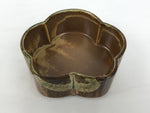 Japanese Oribe Ceramic Snack Bowl Lidded Kashiki Pottery Plum Blossom Brown Y582-KT - Bowl-chidorivintage.com