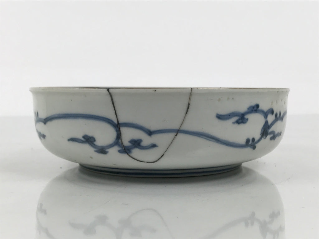 Japanese Porcelain Bowl Chubachi Vtg Side Dish White Blue Red Gold Leaf Y627-KT - Bowl-chidorivintage.com
