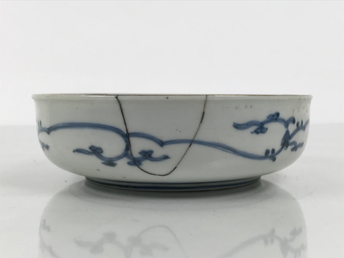 Japanese Porcelain Bowl Chubachi Vtg Side Dish White Blue Red Gold Leaf Y627-KT - Bowl-chidorivintage.com