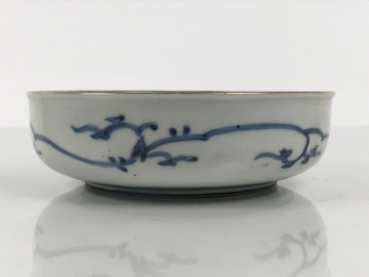 Japanese Porcelain Bowl Chubachi Vtg Side Dish White Blue Red Gold Leaf Y627-KT - Bowl-chidorivintage.com