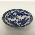 Japanese Porcelain Small Deep Plate Kozara Vtg Blue White Sometsuke Dragon Y579-KT - Plate-chidorivintage.com
