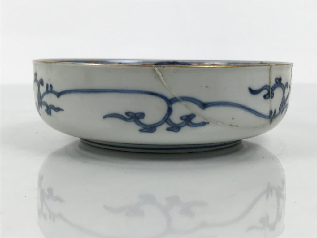 Japanese Porcelain Bowl Chubachi Vtg Side Dish White Blue Red Gold Leaf Y628-KT - Bowl-chidorivintage.com