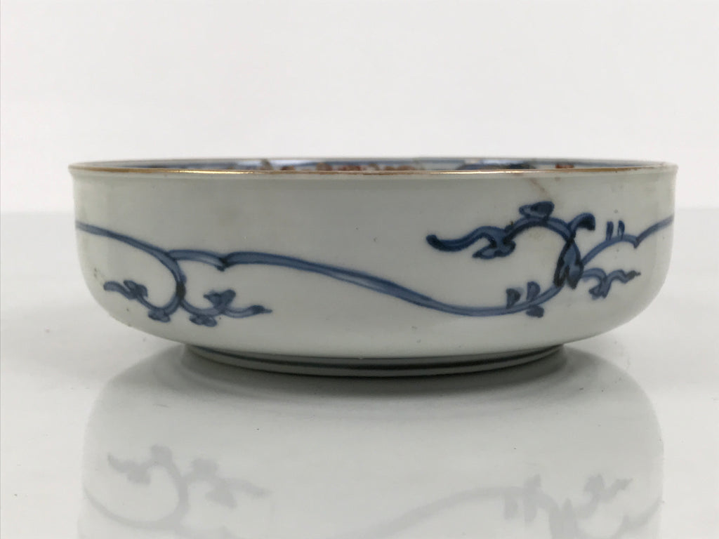 Japanese Porcelain Bowl Chubachi Vtg Side Dish White Blue Red Gold Leaf Y628-KT - Bowl-chidorivintage.com