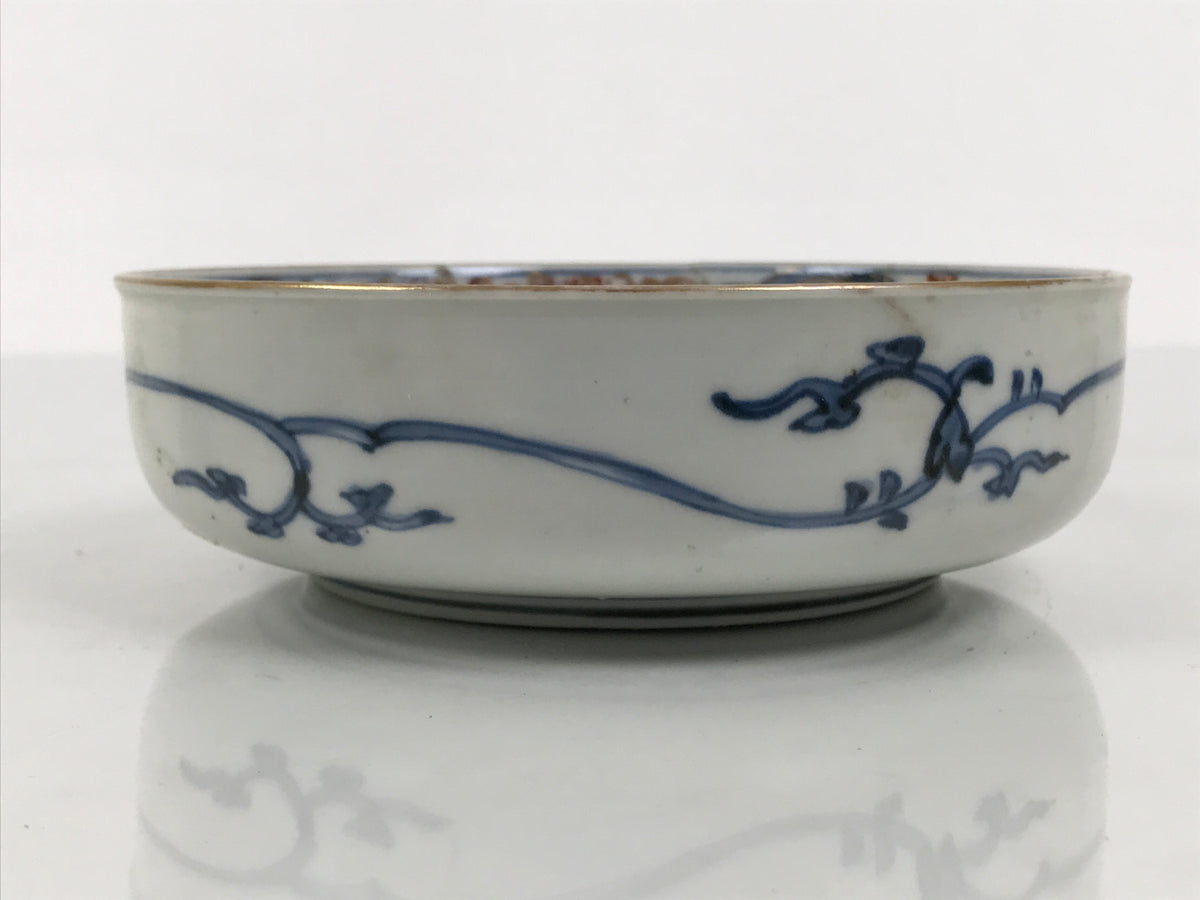 Japanese Porcelain Bowl Chubachi Vtg Side Dish White Blue Red Gold Leaf Y628-KT - Bowl-chidorivintage.com