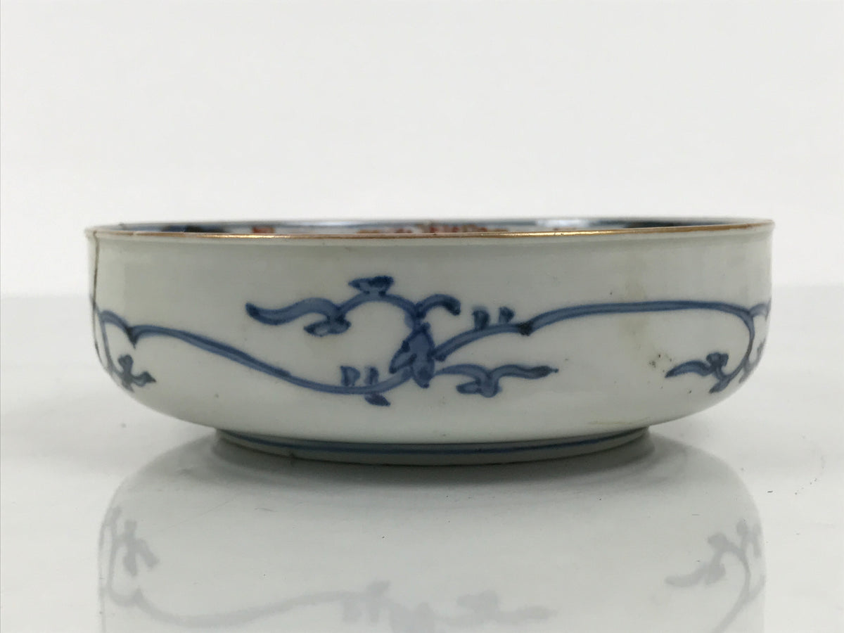 Japanese Porcelain Bowl Chubachi Vtg Side Dish White Blue Red Gold Leaf Y628-KT - Bowl-chidorivintage.com