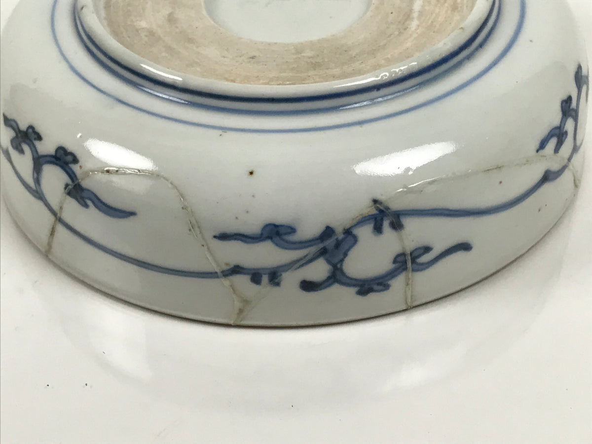 Japanese Porcelain Bowl Chubachi Vtg Side Dish White Blue Red Gold Leaf Y628-KT - Bowl-chidorivintage.com