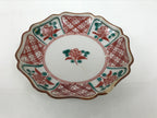 Japanese Kutani Porcelain Small Plate Kozara Vtg Floral Lattice Red Green Y629-KT - Plate-chidorivintage.com