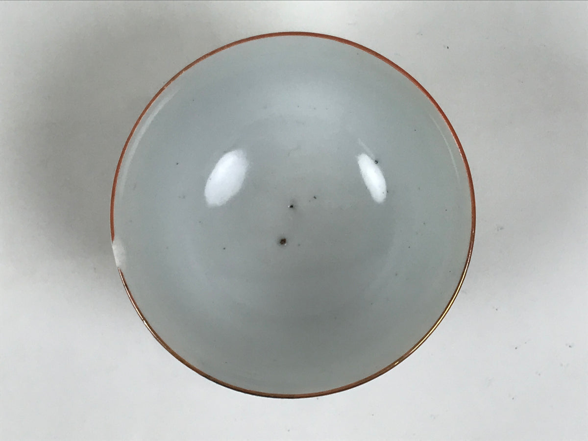 Japanese Kutani Ware Porcelain Yunomi Teacup Vtg Sencha Folding Fan Gold TC648-KT - Teacup-chidorivintage.com
