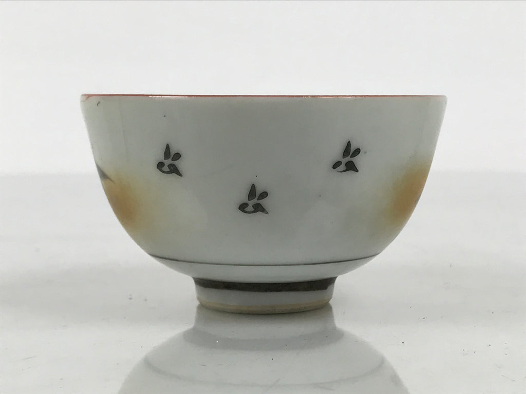 Japanese Kutani Ware Porcelain Yunomi Teacup Vtg Sencha Folding Fan Gold TC648-KT - Teacup-chidorivintage.com