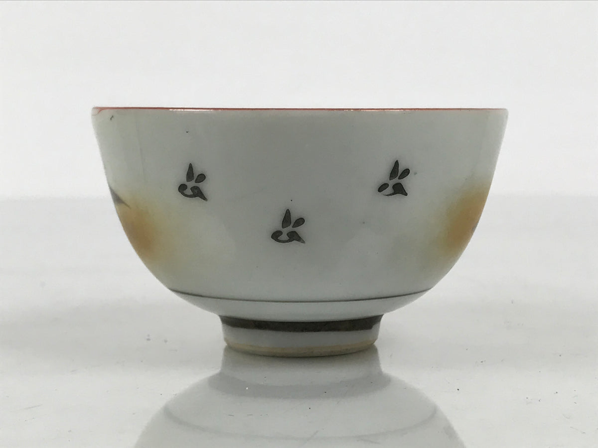 Japanese Kutani Ware Porcelain Yunomi Teacup Vtg Sencha Folding Fan Gold TC648-KT - Teacup-chidorivintage.com