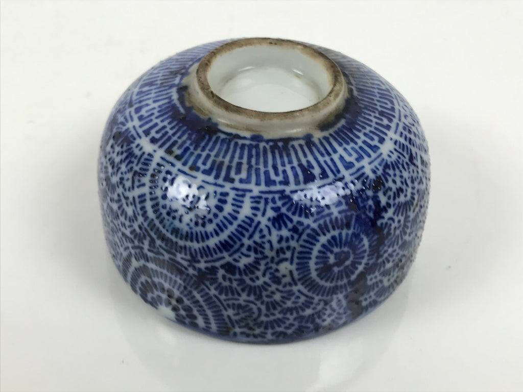 Japanese Sometsuke Porcelain Teacup Yunomi Vtg White Blue Circle Floral TC649-KT - Teacup-chidorivintage.com
